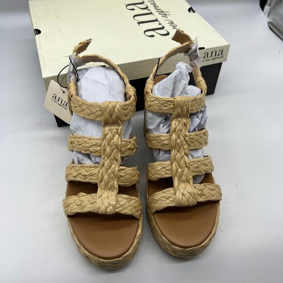 a.n.a Womens Merlin Wedge Sandals Brown Natural Size 9.5M - Picture 3 of 13